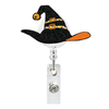 Acrylic Boo Boo Crew Halloween Magic Hat Ghost Skull Medical ID Card Holder Retractable Badge Reel Clip with 360° Rotating Clip