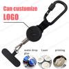 P-039 4CM Retractable Heavy Duty Tool Holder Reel Badge Reel with Wire Flat Lock Aluminum Carabiner Anti-Lost Outdoor Tools