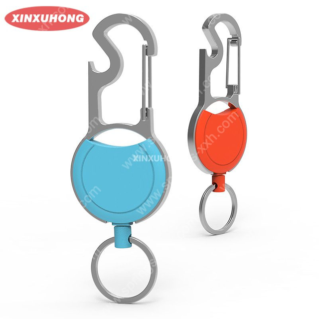 XXH-Custom Logo High Grade Metal Zinc Alloy Retractable Keychain Badge Holder Reel Anti Lost Opener Badge Reel Carabiner
