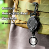 XXH-P079 Outdoor 46mm Heavy Duty Carbon Fibre Retractable Badge Reels Holder Clip Keychain with Retract Bottle Opener Carabiner