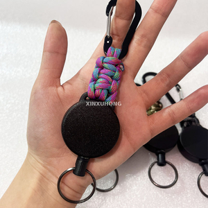 P-034 4CM Heavy Duty Color Braided Nylon Rope Retractable YOYO Badge Reel Keychain Ring/Carabiner