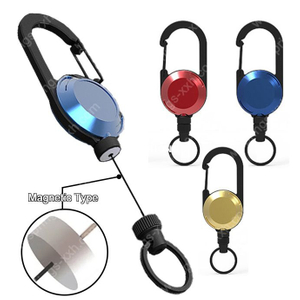 M-034 Outdoor Retractable Metal Keychain Heavy Dudy Strong Magnetic Attraction Fishing Hiking Camping Carabiner Badge Reel