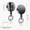 M-023 Heavy Duty Metal Retractable Badge Holder Reel with Belt Clip Key Ring And Carabiner Key Chain Rings 31 Inches Wire Rope