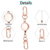 M-033 2CM Silver Rose Golden Metal Retractable Badge Holders with Carabiner Reel Clip