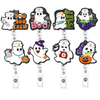 Wholesale Acrylic Halloween Ghost Medical Nurse ID Card Holder Retractable Badge Reel Holder with Swivel Alligator Clip