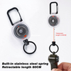 P-089 Outdoor Plastic Clear Case Retractable Keychain Heavy Duty Badge Reel Holder 31.5 Inch Orange Nylon Rope with Carabiner