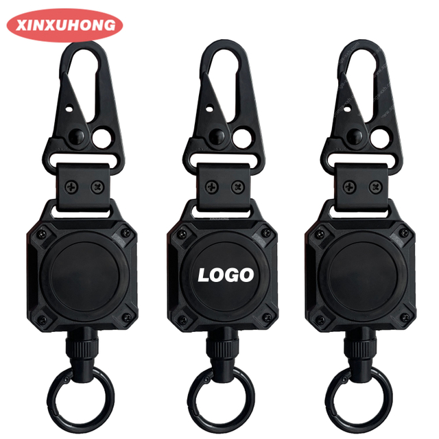 XXH-Custom Logo Heavy Metal Key Reel Magnetic Retractable Durable Eagle Beak Buckle Carabiner with Quick Release Keychain