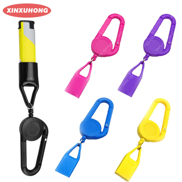 XXH-Selling Keychain Retractable Lighter Holder with Hook on the Back Lighters Cover for Small Size Custom Logo Leash Lighter
