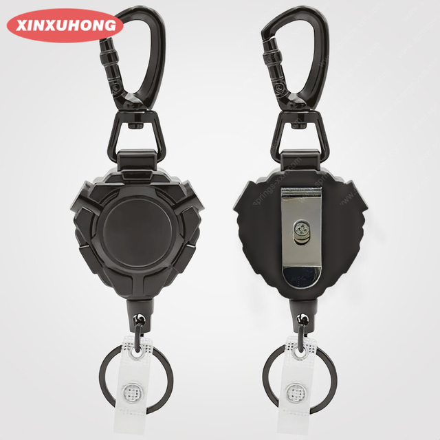 P-063 5CM Heavy Duty ABS Retractable Badge Reels Holder Clip Keychain with 360 Degree Retract Carabiner