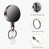 M-014 - 4CM Matte Black Round YOYO Metal Heavy Duty Badge Reel Clip Keychain Retractable Multi-Tool Badge Holder