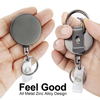 M-023 Heavy Duty Metal Retractable Badge Holder Reel with Belt Clip Key Ring And Carabiner Key Chain Rings 31 Inches Wire Rope