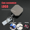 M-034 Square Gun Gray Heavy Metal Badge Reel Duty Metal Retractable Badge Reel Climbing Keychain Belt Clip