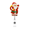 High Quality Christmas Acrylic Glitter Snowman Christmas Tree Socks Gloves Retractable Badge Reel Holder ID Buckle