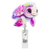New Acrylic Colorful Sea Turtle Marine Animal ID Card Holder Retractable Badge Roll Holder with 360° Rotating Back Clip